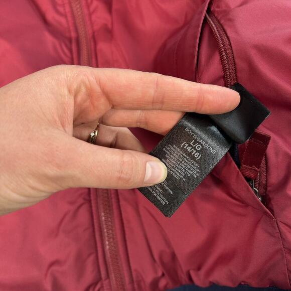 The North Face Boys Reversible Vest Red Navy Large 14/16 Nylon Fleece Pockets - Picture 4 of 11